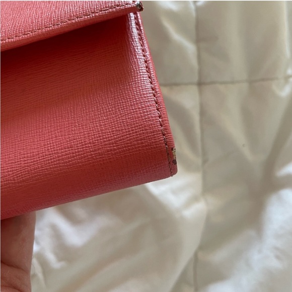 Furla two-fold long wallet L-shaped zipper coin purse pink leather for Ladies - Picture 6 of 15